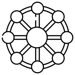 Connected nodes icon, linear design of compound