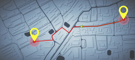 Creative map wallpaper with location marks. GPS, innovation and navigation concept. 3D Rendering.