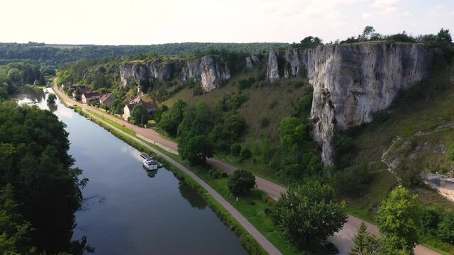 aerial view on the saussois rock in bourgogne in france