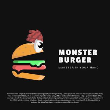 Premium burger logo design. Monster burger logo design for your brand or business