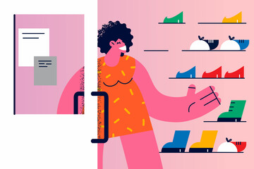 Shopping and choosing shoes concept