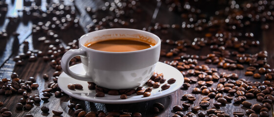 Composition with a cup of coffee