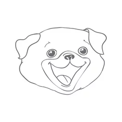 Fotobehang Dog sketch a hand drawn happy fashionable pug. © Vladimir