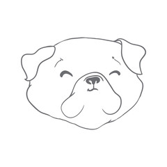 Dog sketch a hand drawn happy fashionable pug.