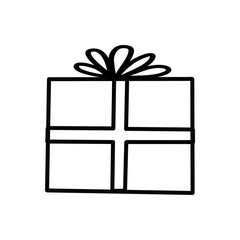 Gift box icon in doodle sketch lines.