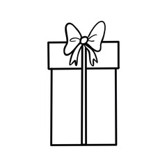 Gift box icon in doodle sketch lines.