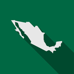 Mexico map on green background with long shadow