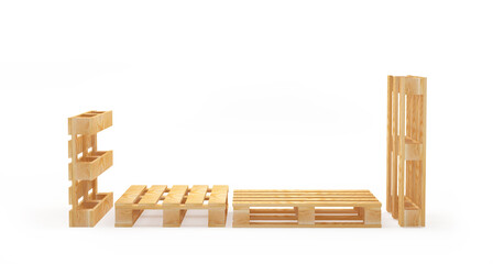 Empty wooden pallets. 3D illustration 