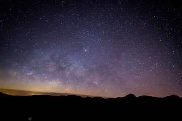 Sky with many stars, with milky way, on the Teide