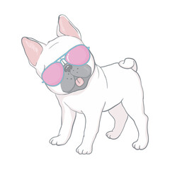 french bulldog face dog heart Glasses illustration vector cartoon
