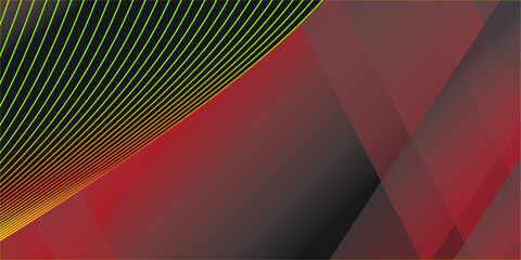 Obraz premium Red black yellow waves art. Blurred effect grey background. Abstract creative graphic design. Decorative fractal style