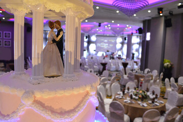 luxury wedding rom banquet sit down buffet party dining catering with flower decoration fusion halal menu at beautiful hotel restaurant vip ballroom