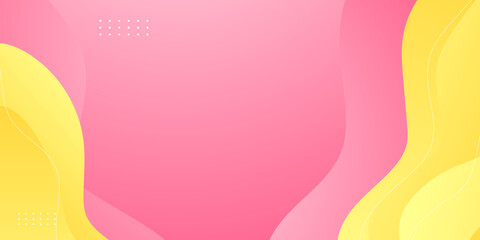 Abstract pink and yellow wave curve shape with futuristic concept background. Liquid abstract background. Pink yellow fluid vector banner template for social media, web sites. Wavy shapes