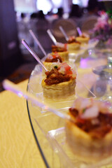 luxury wedding rom banquet sit down buffet party dining catering with flower decoration fusion halal menu at beautiful hotel restaurant vip ballroom