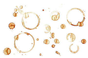 Coffee tea stains white background