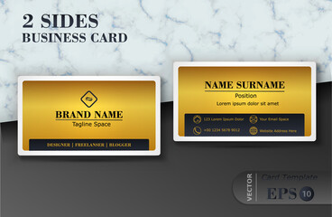 Two sides black and gold luxury business card design template
