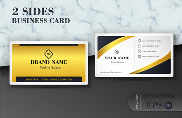 Two sides black and gold luxury business card design template