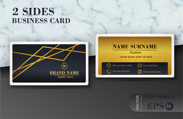 Two sides black and gold luxury business card design template