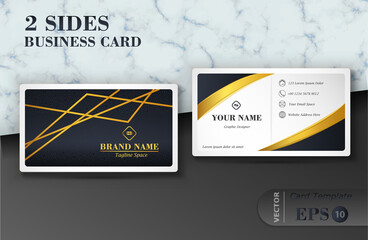 Two sides black and gold luxury business card design template