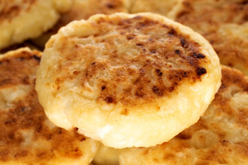 One fragrant homemade cottage cheese pan, close-up.