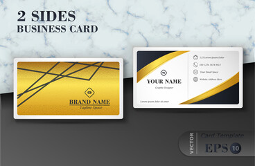 Two sides black and gold luxury business card design template