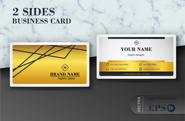 Two sides black and gold luxury business card design template