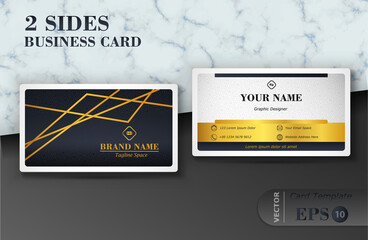 Two sides black and gold luxury business card design template