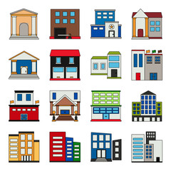 Pack of Modern Architectures Flat Icons 