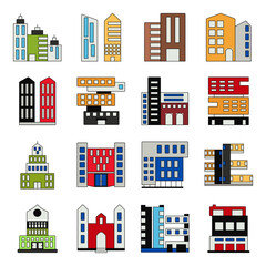 Fototapeta premium Pack of Structure and Towers Flat Icons 