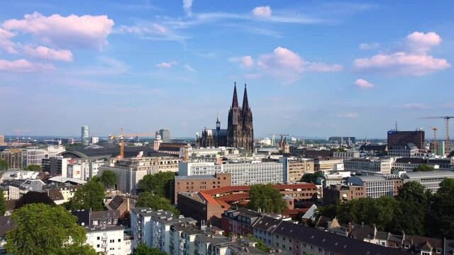 City of Cologne Germany from above with its famous cathedral - aerial photography