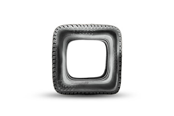 square tire wheel, wrong or damaged damaged tire, fake. Funny isolate on a white background