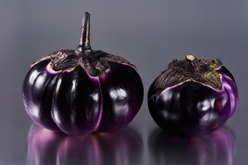Purple round eggplants