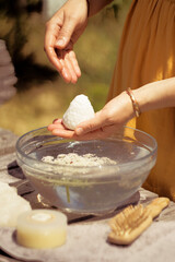 hand woman soap natural cosmetics 