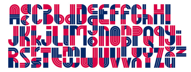 Abstract geometric original font vector typeset, logo creation alphabet minimal tech linear geometry style, stylish square unique tile letters set, uppercase and lowercase.