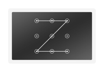 Unlocked, locked, digital tablet, draw an unlock pattern, vector stock illustration