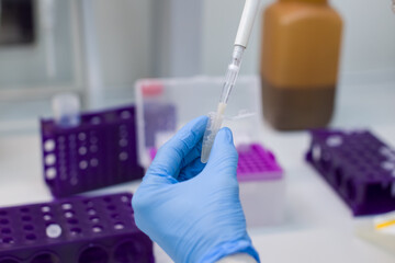Laboratory technician isolates blood cells