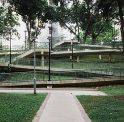 Wheelchair accessible ramp for the disabled or handicapped in a residential neighbourhood