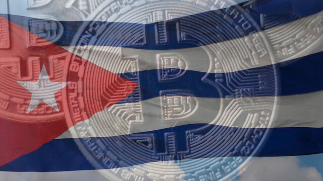 Bitcoin fusionada con bandera de Cuba, podr&iacute;a ser que Cuba acabe aceptando Bitcoin y criptomonedas para evitar el bloqueo comercial.