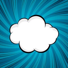 pop art blue comic vector design cloud background