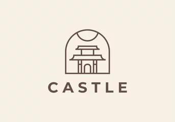 Fototapeten Japanese Castle Outline Line Monoline Logo Design  © Aji bayu