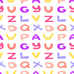 Alphabet pattern seamless cartoon lettering english capital isolated colorful letters