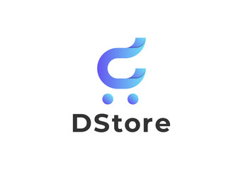 Letter d 3D Online Shop Logo vector
 - obrazy, fototapety, plakaty