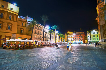 Cathedral square in evening lights, Andalusia, Spain