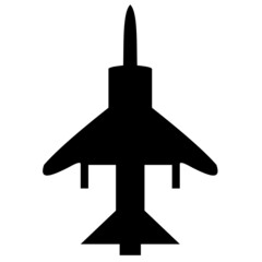 Obraz premium Vector illustration of black fighter plane icon silhouette