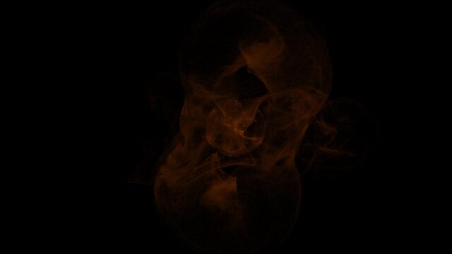 Orange smoke moving fat and explosion on black background 4k footage