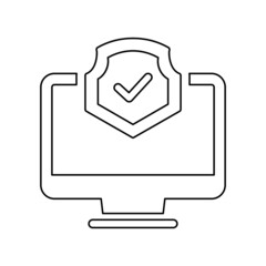 Computer protection outline icon