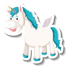 Cute pegasus standing pose on white background