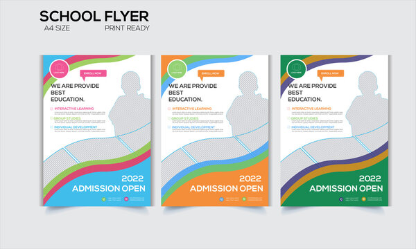 School & Education Institution Flyer Design use in multi Purpose with multi color and photo space. 
