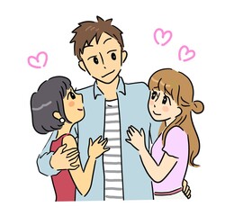 美女にモテモテの男性