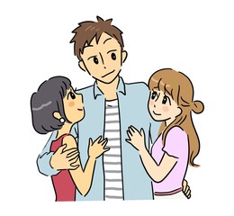 美女にモテモテの男性